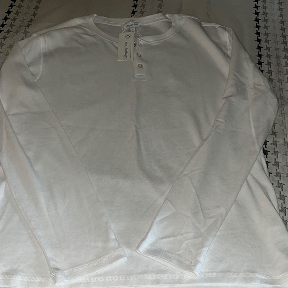 White Long Sleeve Henley